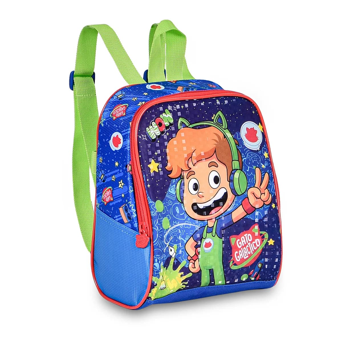 Kit Mochila Escolar Rodinha Infantil YouTuber Gato Galactico