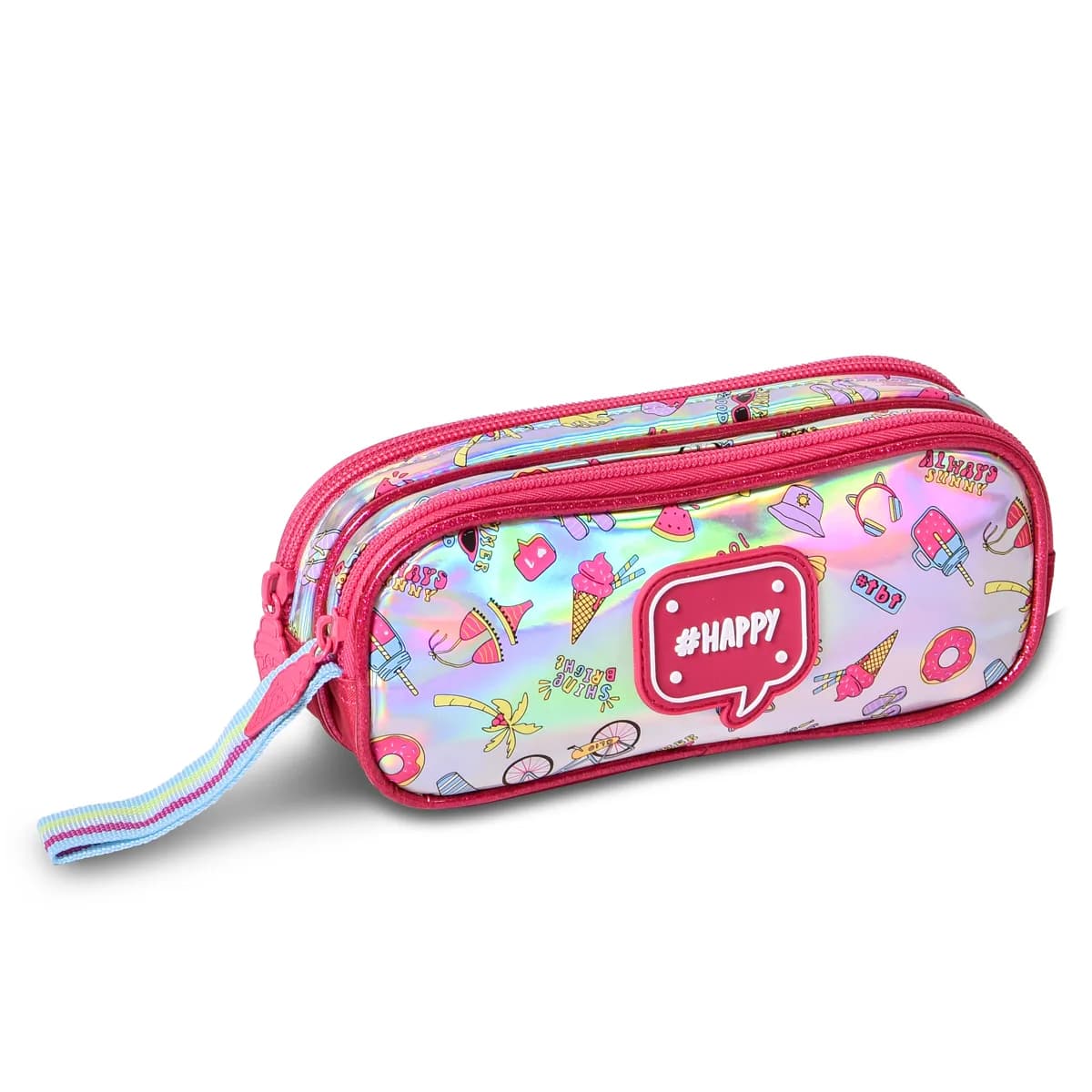 Kit Mochila Carrinho Holográfica Escolar Meninas Clio 2025