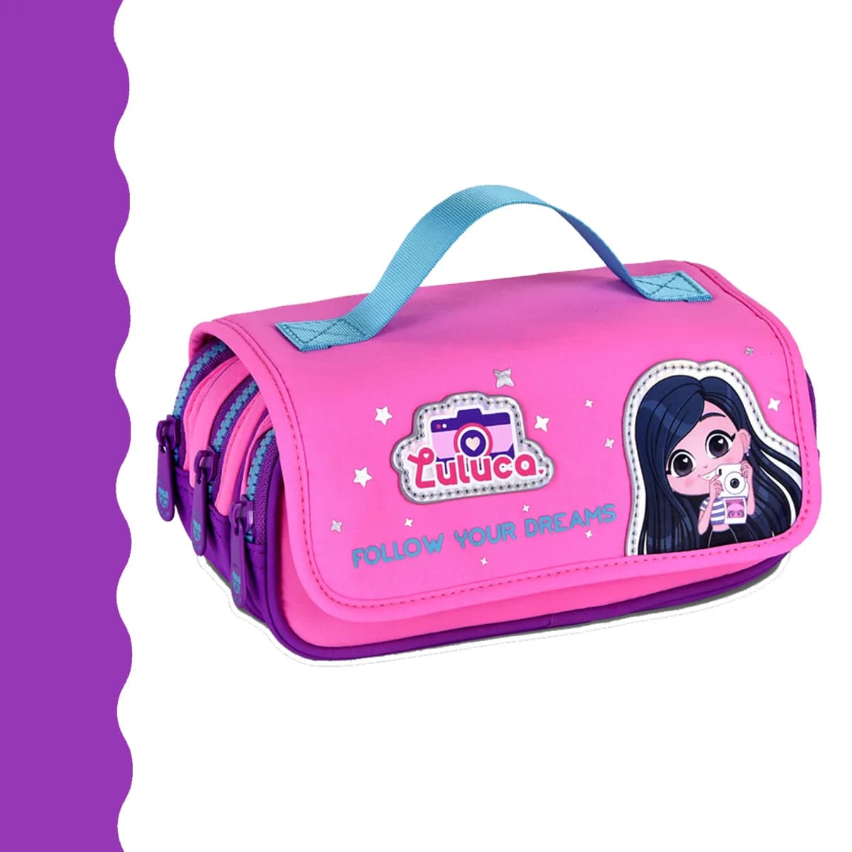 Kit mochila escola carrinho infantil Luluca+lancheira+estojo