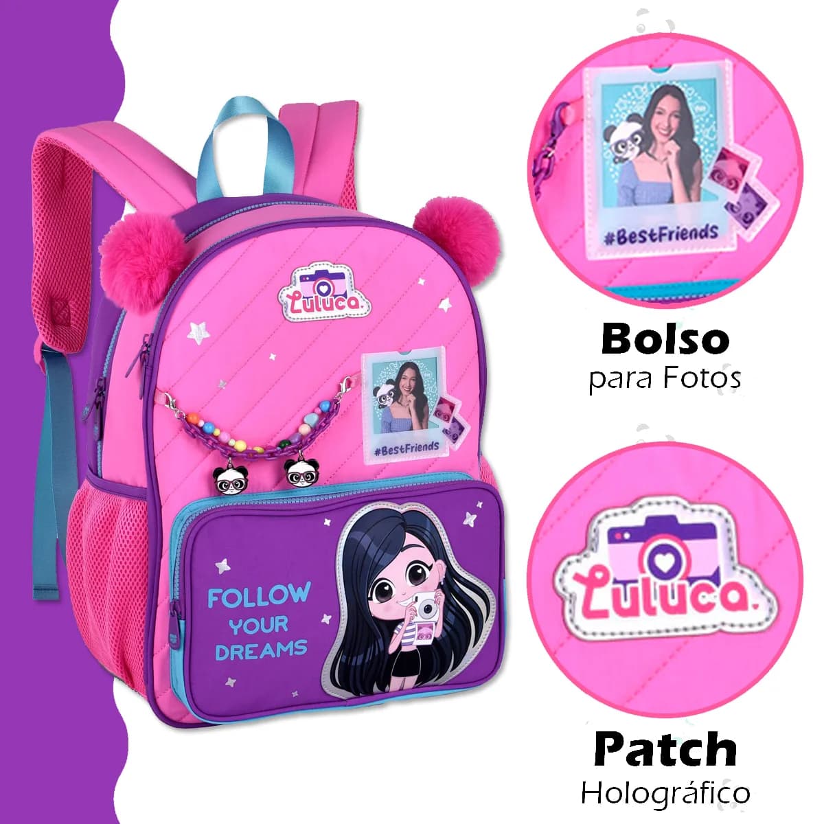 Kit mochila escola infantil Luluca com lancheira estojo Clio