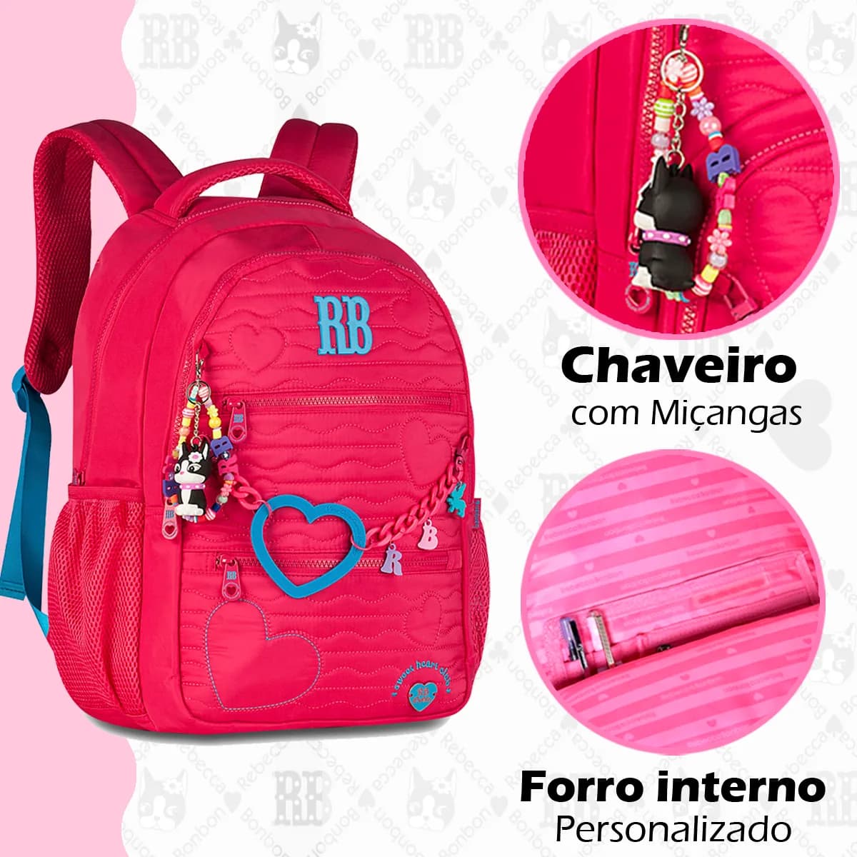 Kit Mochila Rb + Lancheira Termica + Estojo Rebecca Bonbon