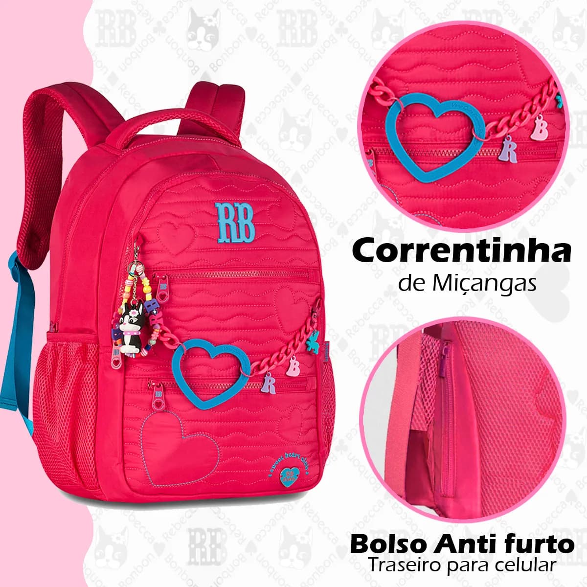 Kit Mochila Rb + Lancheira Termica + Estojo Rebecca Bonbon
