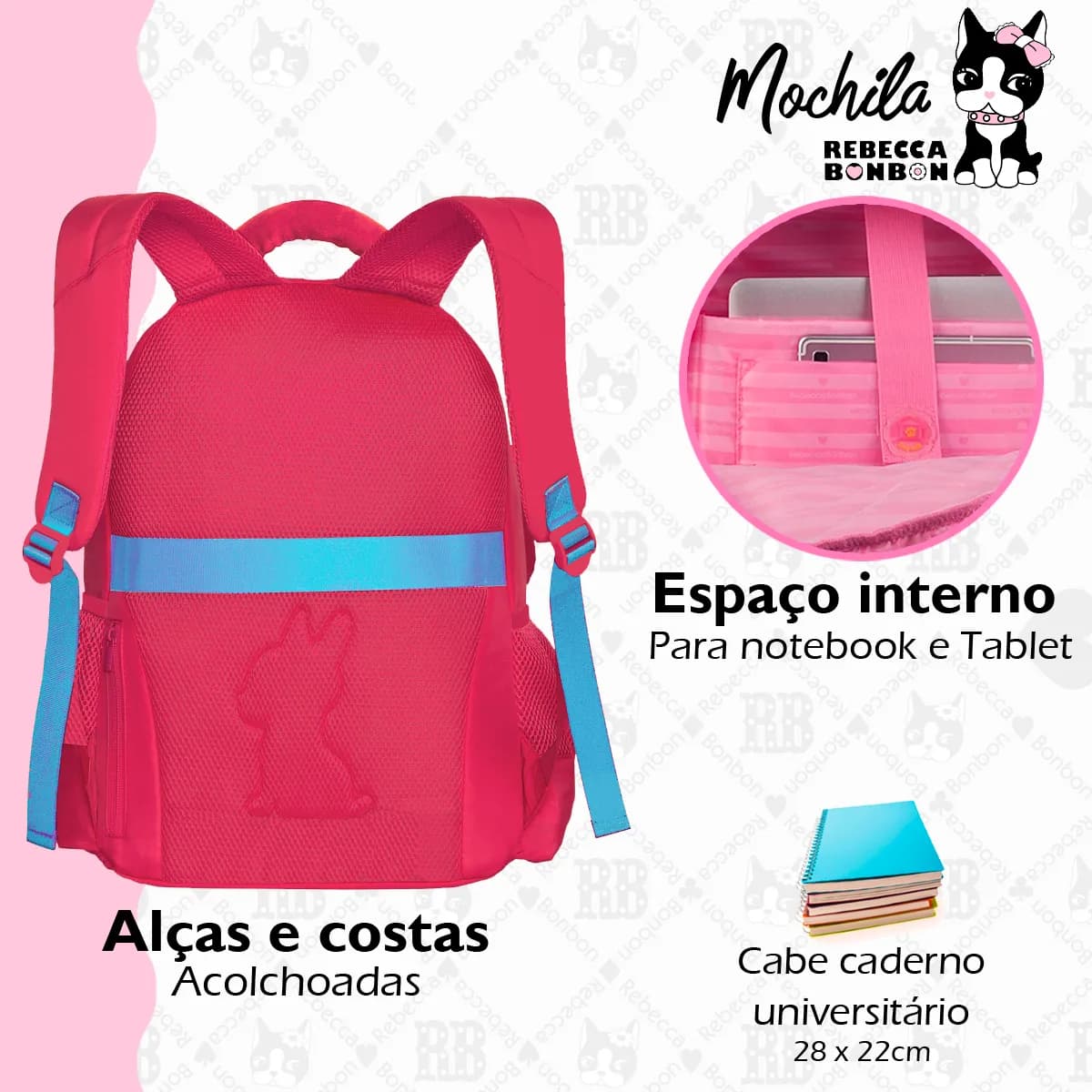 Kit Mochila Rb + Lancheira Termica + Estojo Rebecca Bonbon