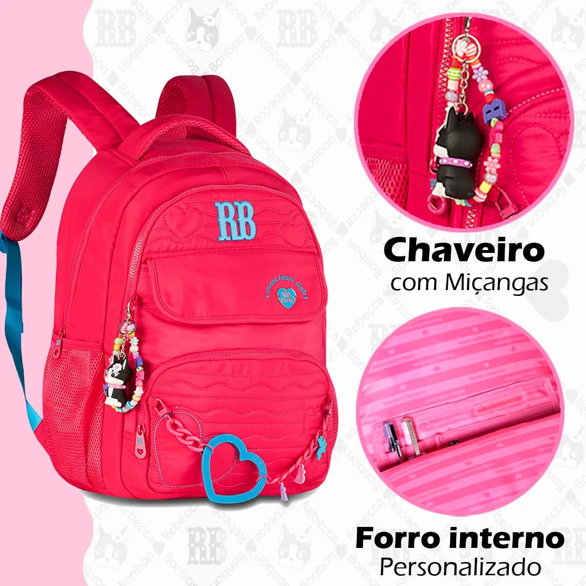 Kit Mochila Rb + Lancheira Termica + Estojo Rebecca Bonbon