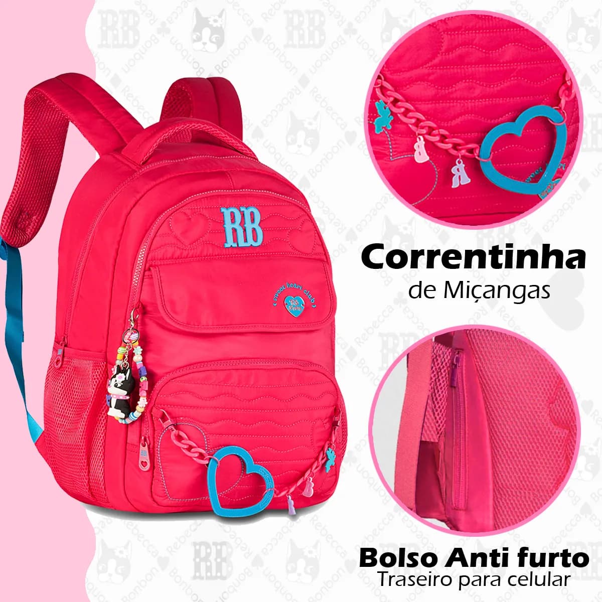 Kit Mochila Rb + Lancheira Termica + Estojo Rebecca Bonbon