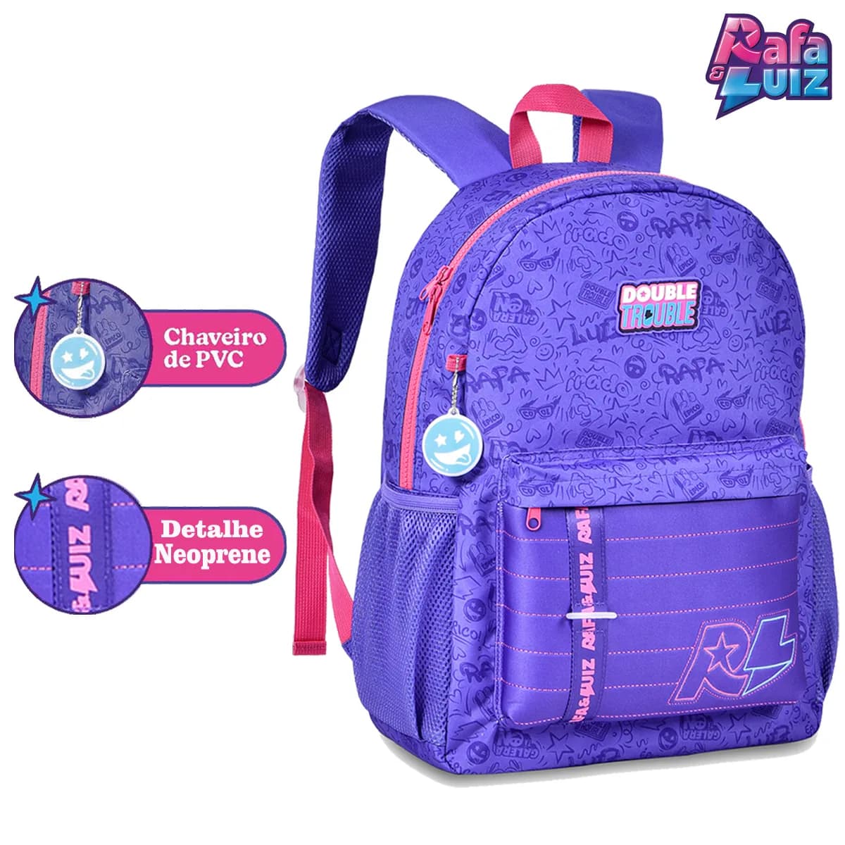 Mochila Bolsa Rafa E Luiz Escolar Linda Grande Fofa Oficial