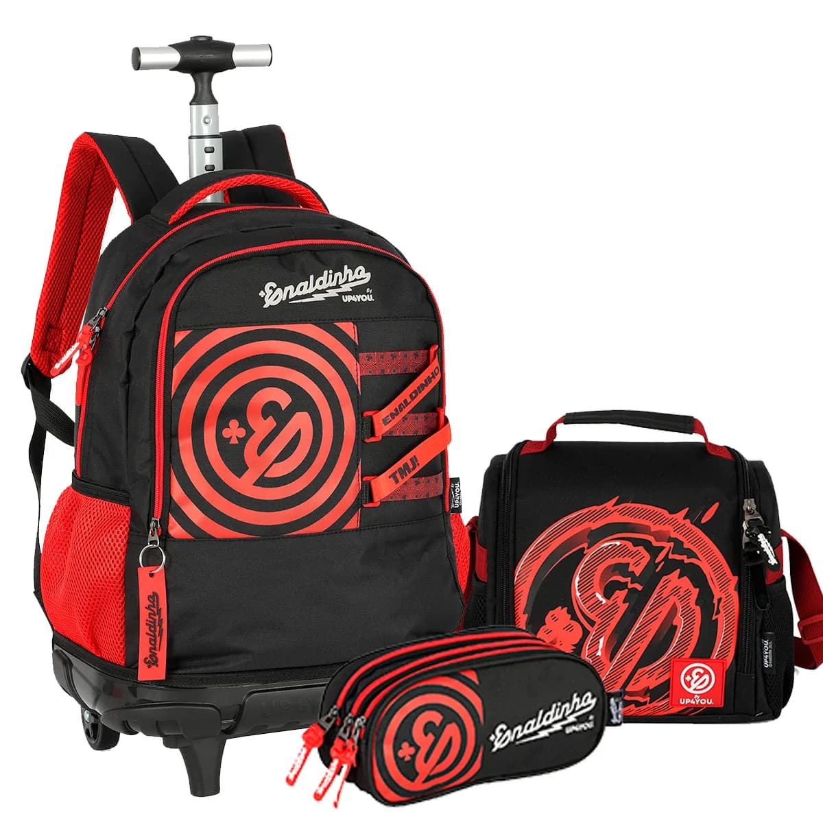 Kit Mochila Rodinha + Lancheira + Estojo Youtuber Enaldinho