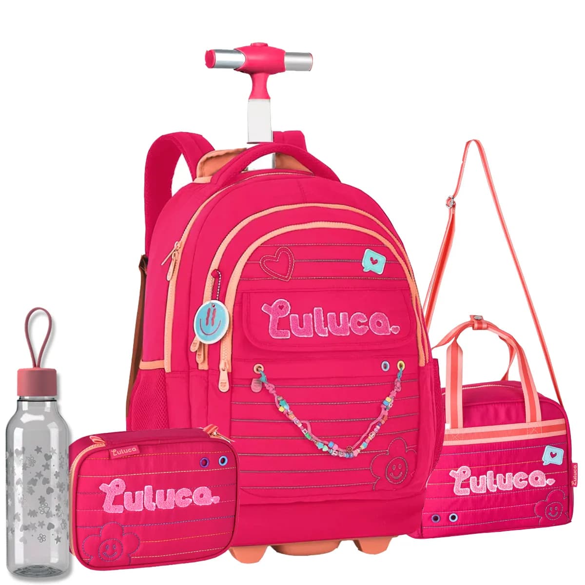 Kit Mochila Rodinha Luluca Juvenil + Lancheira + Estojo Clio