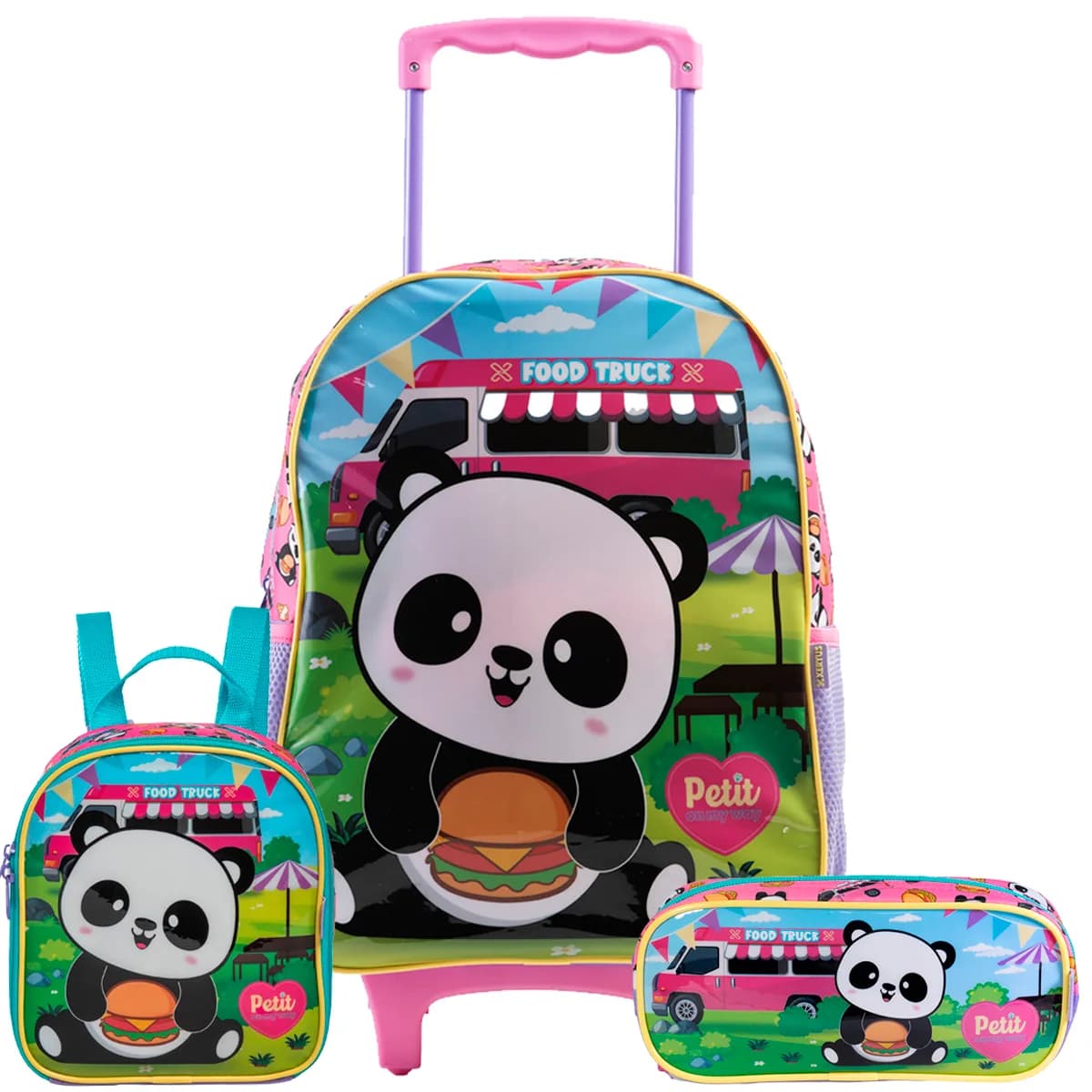 Kit Mochila Escolar Rodinha Infantil pandinha Fofo Original