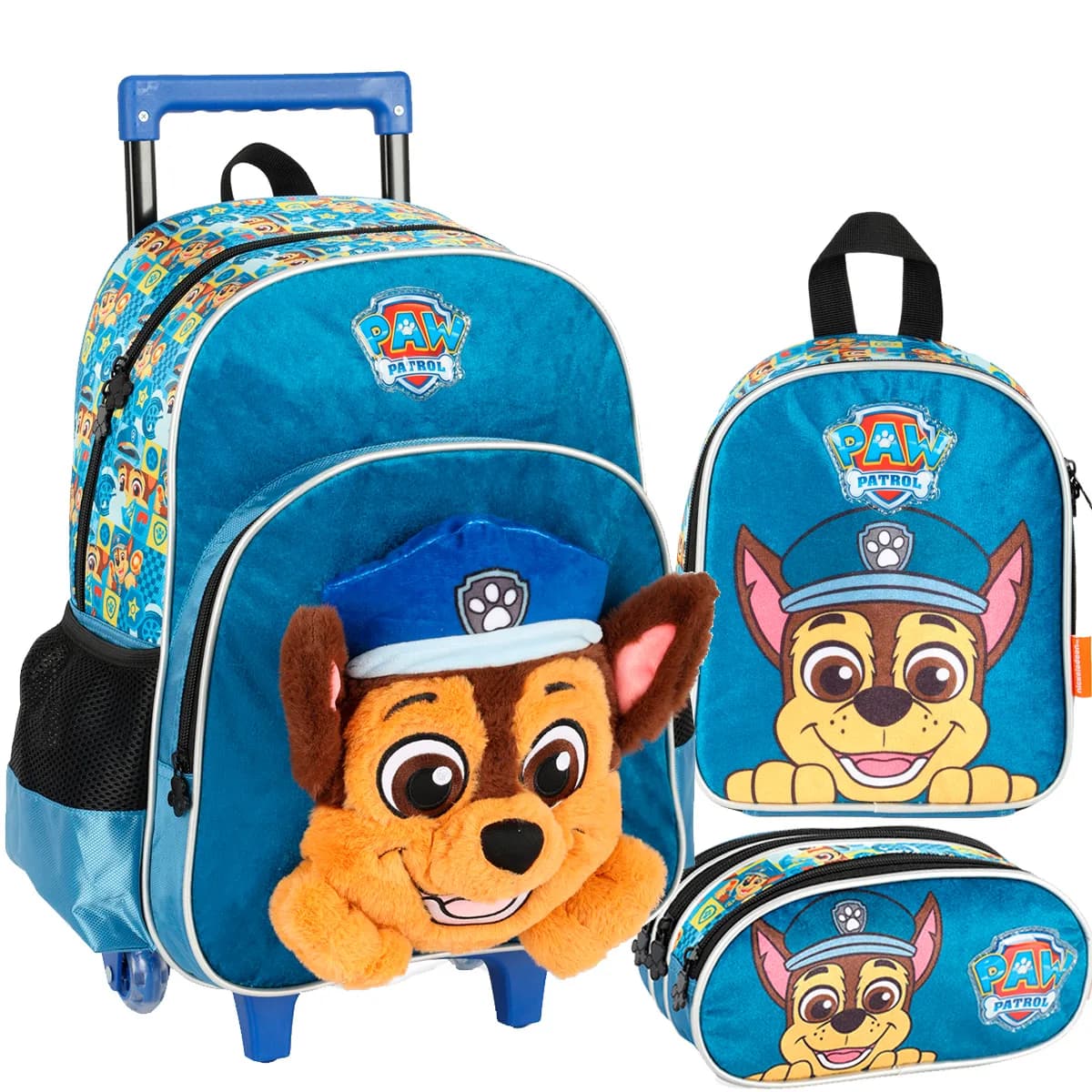 Kit Mochila Patrulha Canina Rodinhas Lancheira Estojo