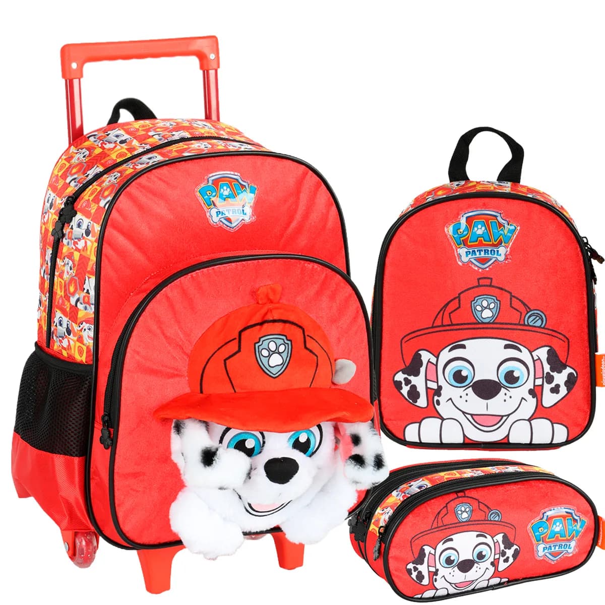Kit Mochila Patrulha Canina Rodinhas Lancheira Estojo