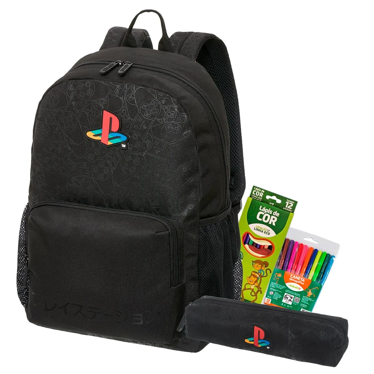 Kit Mochila Escolar Juvenil Gamer Playstation Estojo 2026