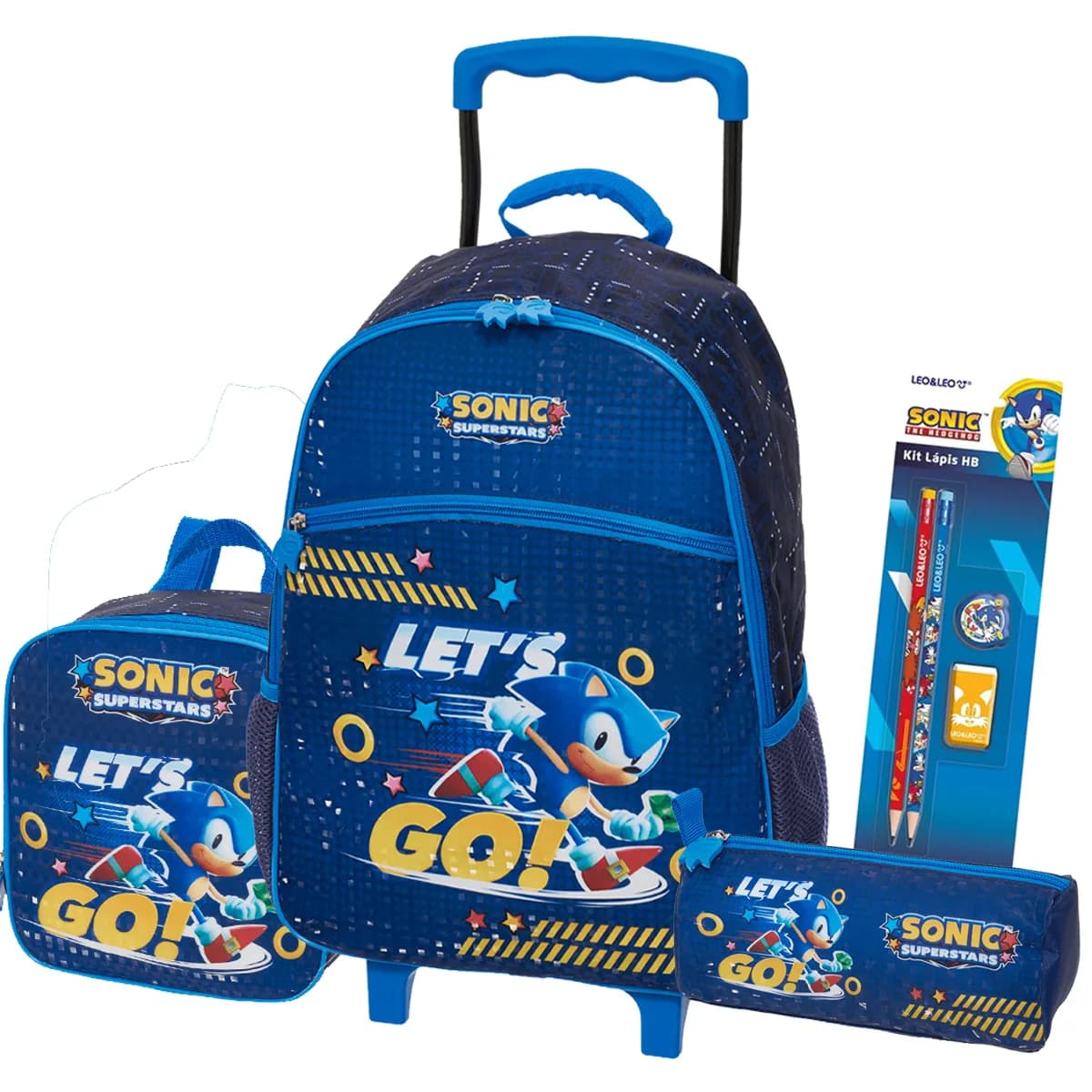 Kit Completo Mochila Escolar Sonic Grande Resistente Meninos