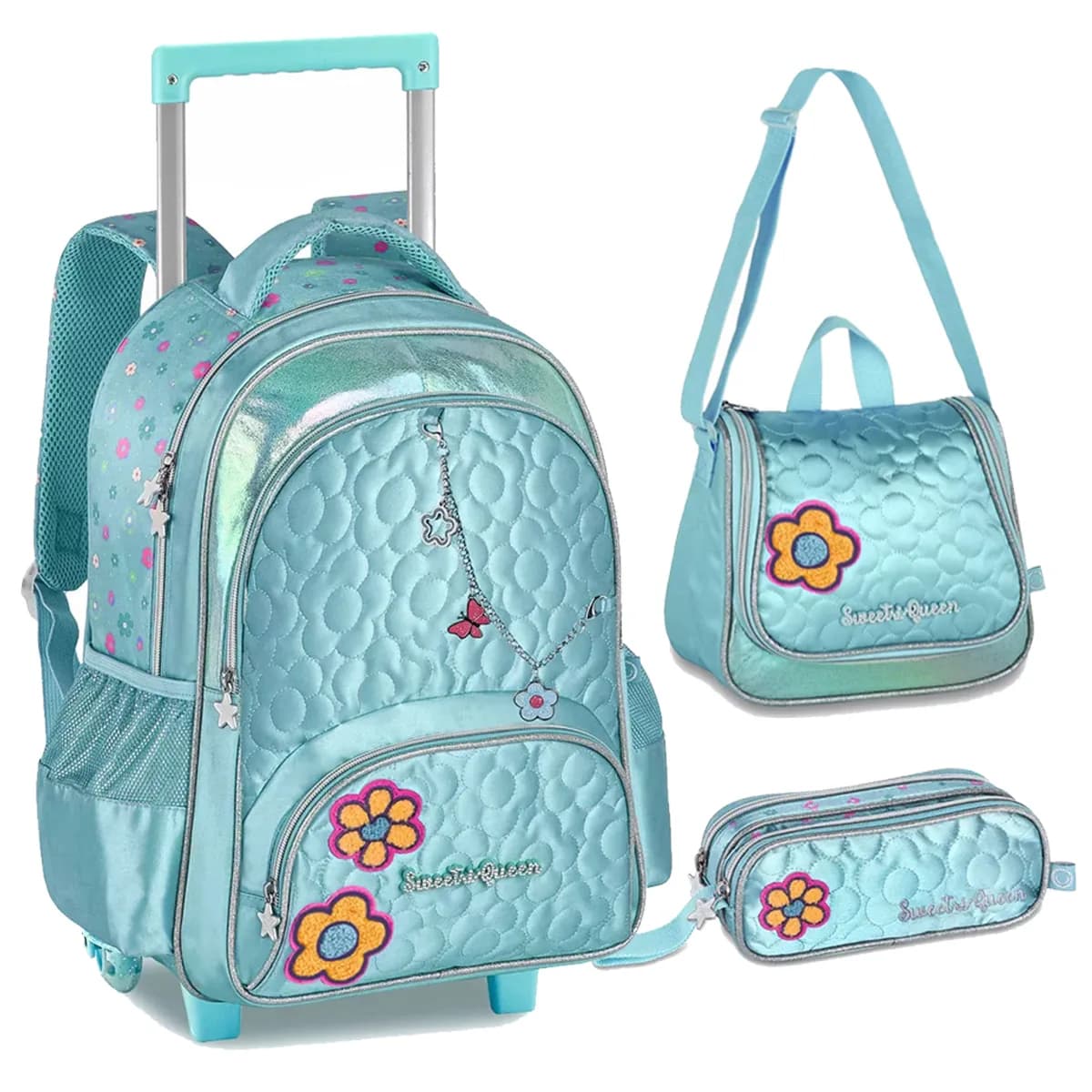 Kit Completo Mochila Escolar Rodinhas Princesa Infantil Clio