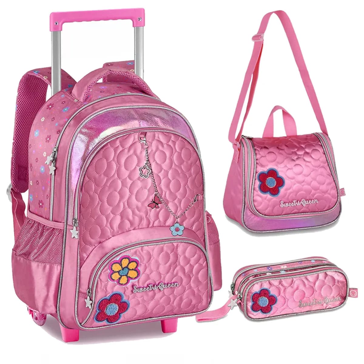 Kit Completo Mochila Escolar Rodinhas Princesa Infantil Clio