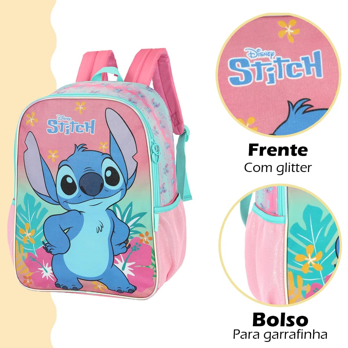 Kit Mochila Costa Stitch Estojo Produto Oficial Luxcel Promo