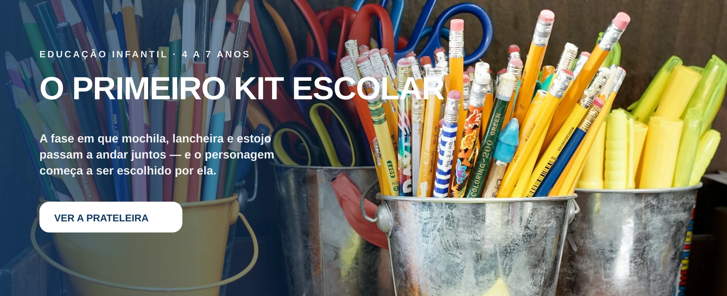 O PRIMEIRO KIT ESCOLAR — A fase em que mochila, lancheira e estojo passam a andar juntos — e o personagem começa a ser escolhido por ela.